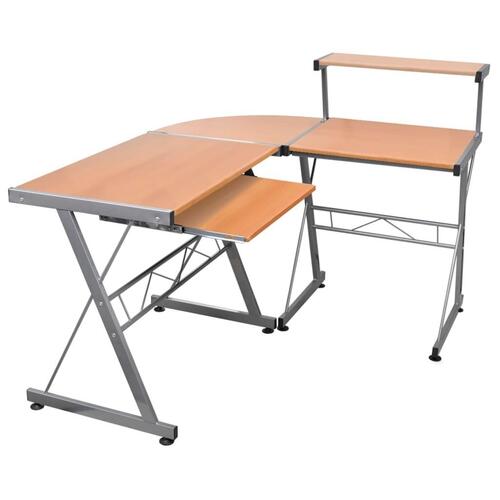 Computerbord til hjørne 132x112x99 cm konstrueret træ brun