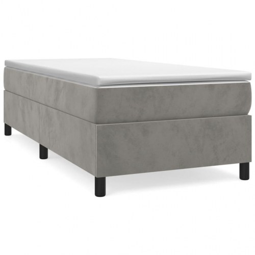 Boxspring sengeramme i fløjl - lysegrå 100 x 200 cm