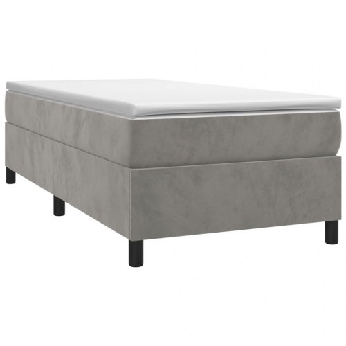 Boxspring sengeramme i fløjl - lysegrå 100 x 200 cm