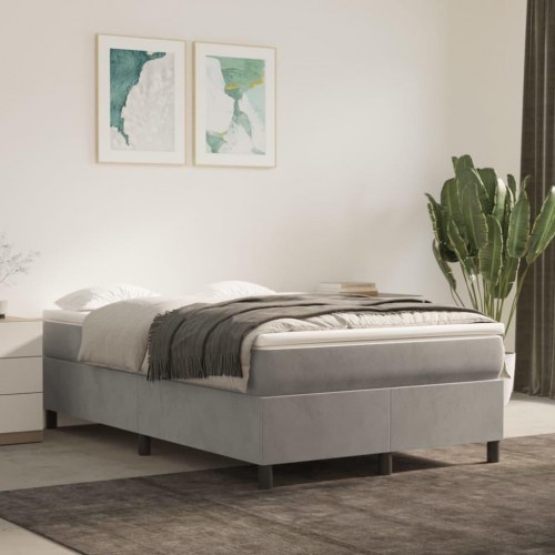 Boxspring sengeramme i fløjl - lysegrå 120 x 200 cm