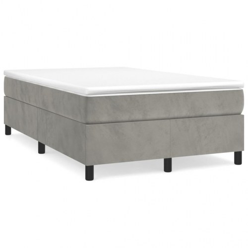 Boxspring sengeramme i fløjl - lysegrå 120 x 200 cm