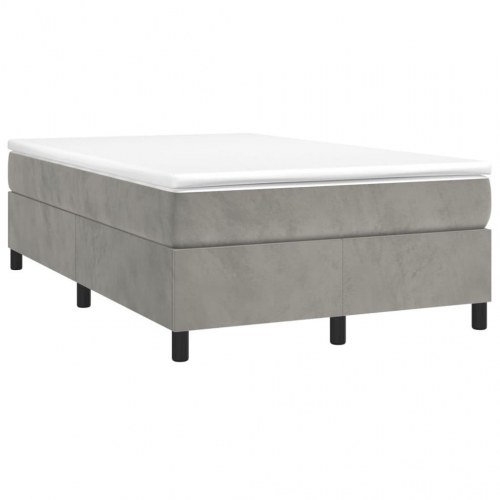 Boxspring sengeramme i fløjl - lysegrå 120 x 200 cm