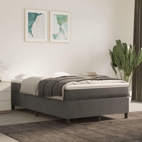 Boxspring sengeramme i fløjl - mørkegrå 120×200 cm