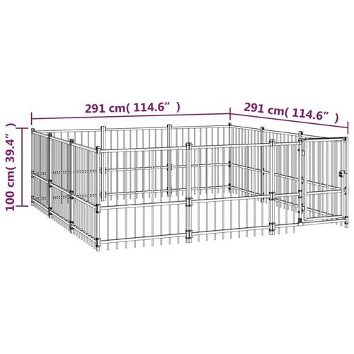 Udendørs hundegård 8,47 m² stål