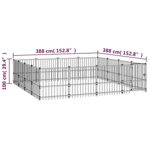 Udendørs hundegård 15,05 m² stål