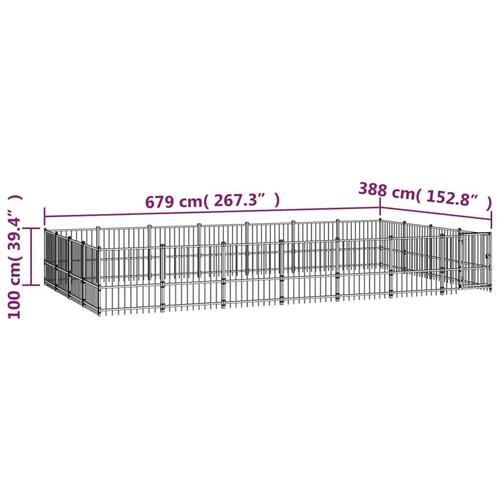 Udendørs hundebur 26,35 m² stål