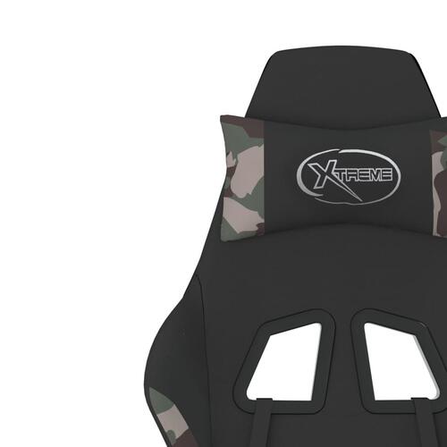 Gamingstol med fodstøtte stof sort og camouflage