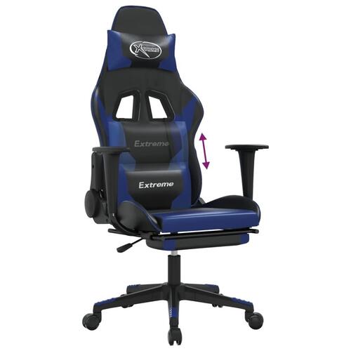 Gamingstol med fodstøtte kunstlæder sort og blå
