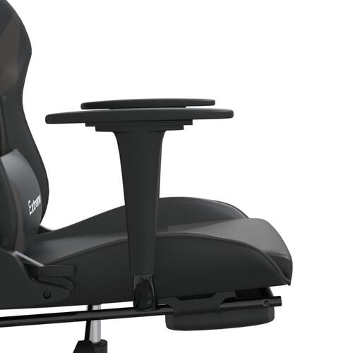Gamingstol med fodstøtte kunstlæder sort og grå