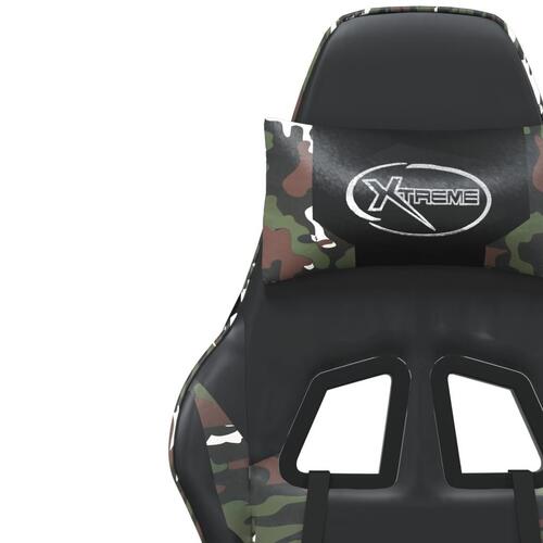 Gamingstol med fodstøtte kunstlæder sort og camouflage