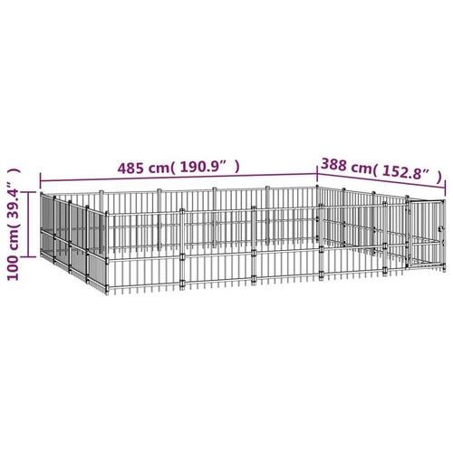 Udendørs hundegård 18,82 m² stål