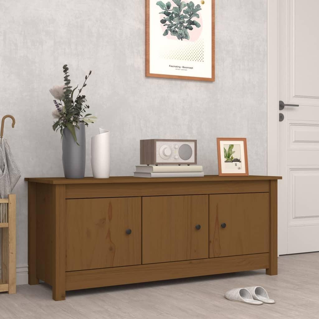 Skoreol 110x34x45 cm massivt fyrretræ gyldenbrun