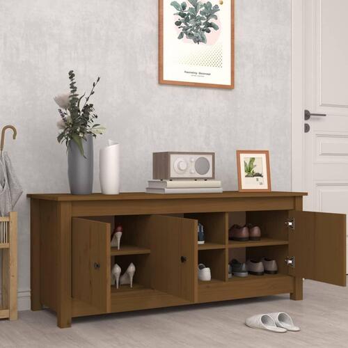 Skoreol 110x34x45 cm massivt fyrretræ gyldenbrun