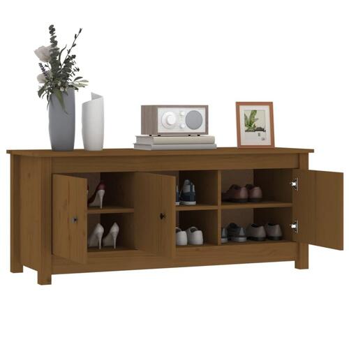 Skoreol 110x34x45 cm massivt fyrretræ gyldenbrun