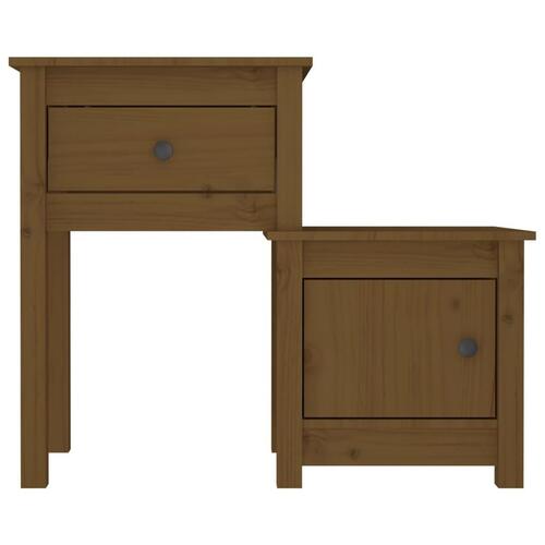 Sengeborde 2 stk. 79,5x38x65,5 cm massivt fyrretræ gyldenbrun