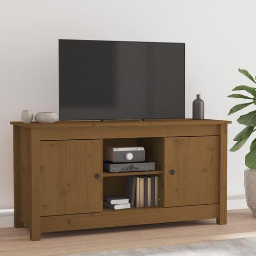 Tv-bord 103x36,5x52 cm massivt fyrretræ gyldenbrun