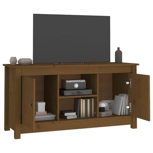 Tv-bord 103x36,5x52 cm massivt fyrretræ gyldenbrun
