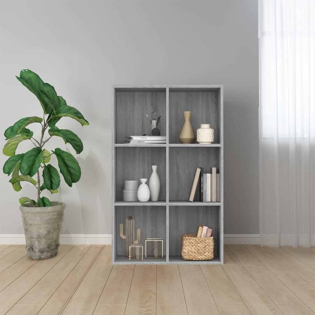 Bogreol/skænk 66x30x98 cm konstrueret træ grå sonoma-eg