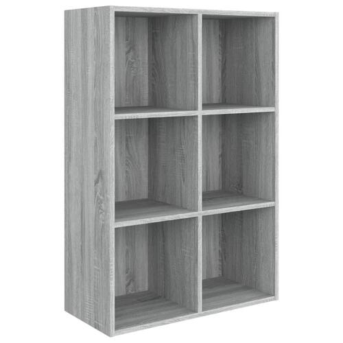 Bogreol/skænk 66x30x98 cm konstrueret træ grå sonoma-eg