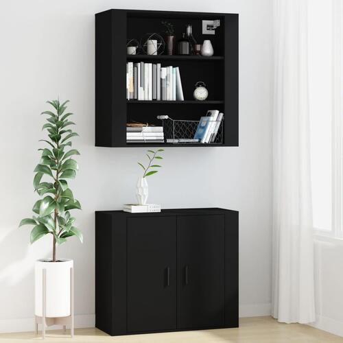 Vægskab 80x33x80 cm konstrueret træ sort