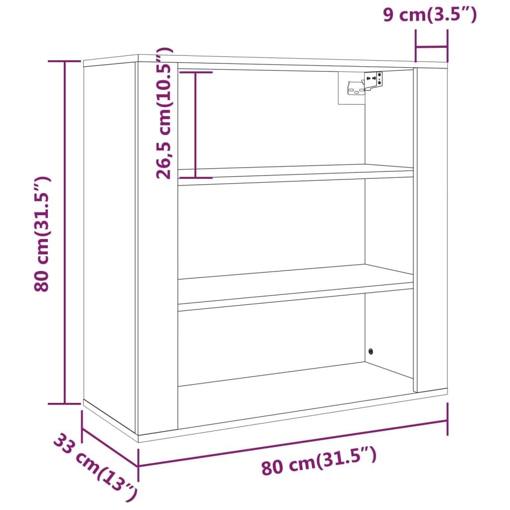 Vægskab 80x33x80 cm konstrueret træ sort