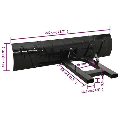 Sneplov til gaffeltruck 200x48 cm sort