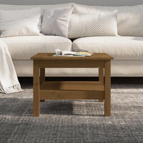 Sofabord 55x55x40 cm massivt fyrretræ gyldenbrun