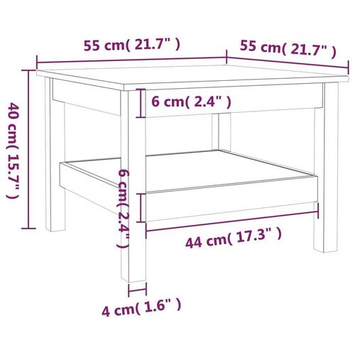 Sofabord 55x55x40 cm massivt fyrretræ gyldenbrun
