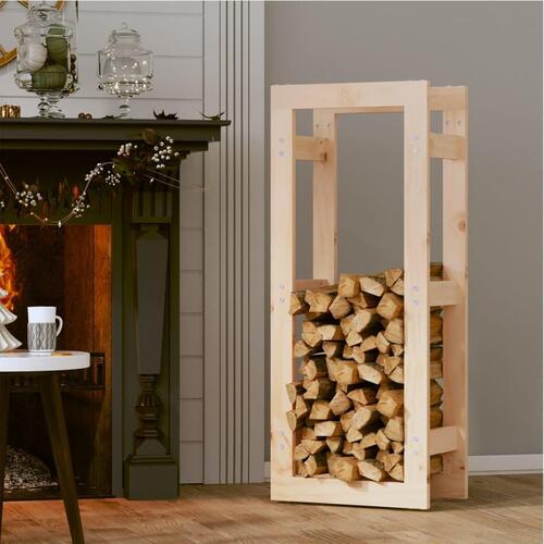 Brændestativ 41x25x100 cm massivt fyrretræ