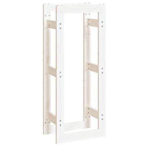 Brændestativ 41x25x100 cm massivt fyrretræ hvid