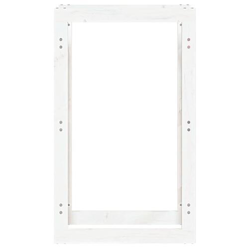 Brændestativ 60x25x100 cm massivt fyrretræ hvid