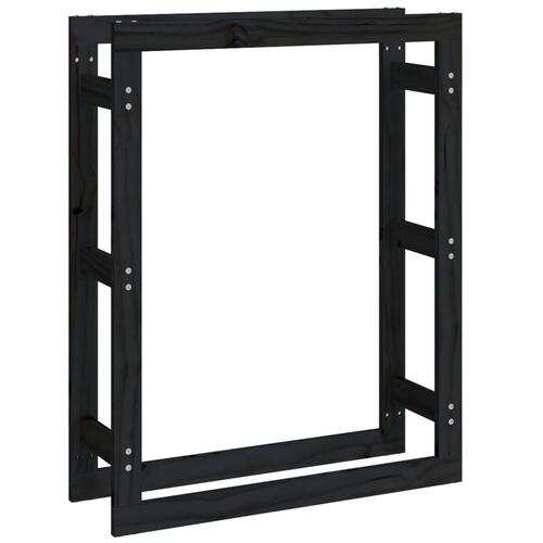 Brændestativ 80x25x100 cm massivt fyrretræ sort