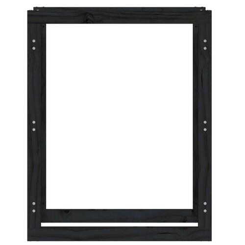 Brændestativ 80x25x100 cm massivt fyrretræ sort