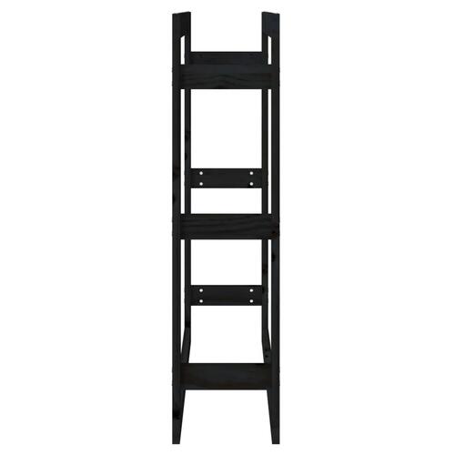 Brændestativ 80x25x100 cm massivt fyrretræ sort