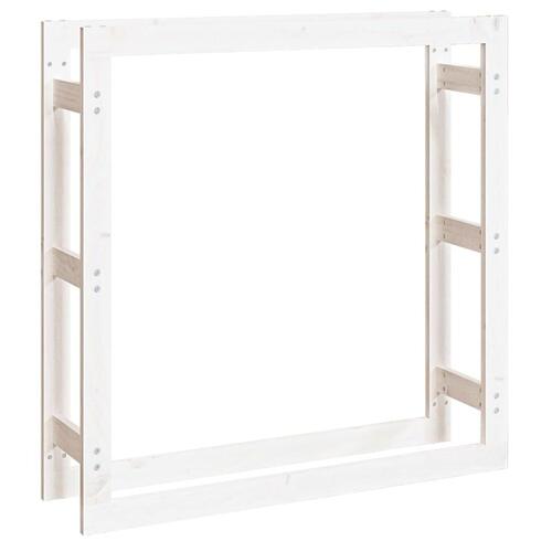 Brændestativ 100x25x100 cm massivt fyrretræ hvid