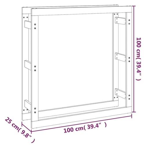 Brændestativ 100x25x100 cm massivt fyrretræ hvid