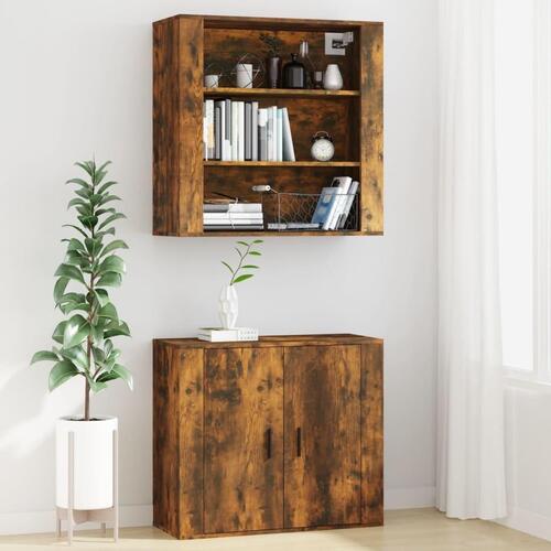 Vægskab 80x33x80 cm konstrueret træ røget egetræsfarve