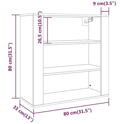 Vægskab 80x33x80 cm konstrueret træ røget egetræsfarve