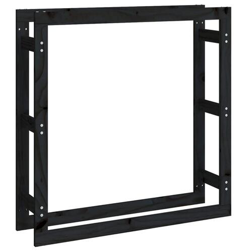 Brændestativ 100x25x100 cm massivt fyrretræ sort