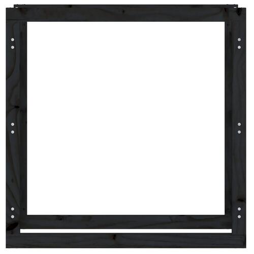 Brændestativ 100x25x100 cm massivt fyrretræ sort