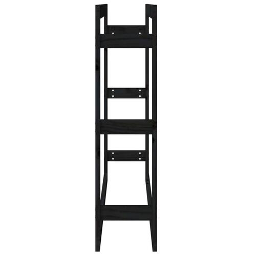 Brændestativ 100x25x100 cm massivt fyrretræ sort