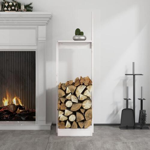 Brændestativ 33,5x30x110 cm massivt fyrretræ hvid