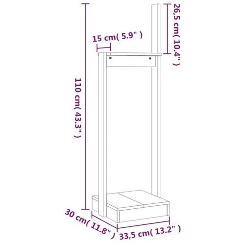 Brændestativ 33,5x30x110 cm massivt fyrretræ hvid