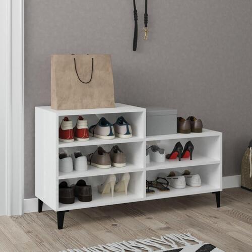 Skoreol 102x36x60 cm konstrueret træ hvid højglans