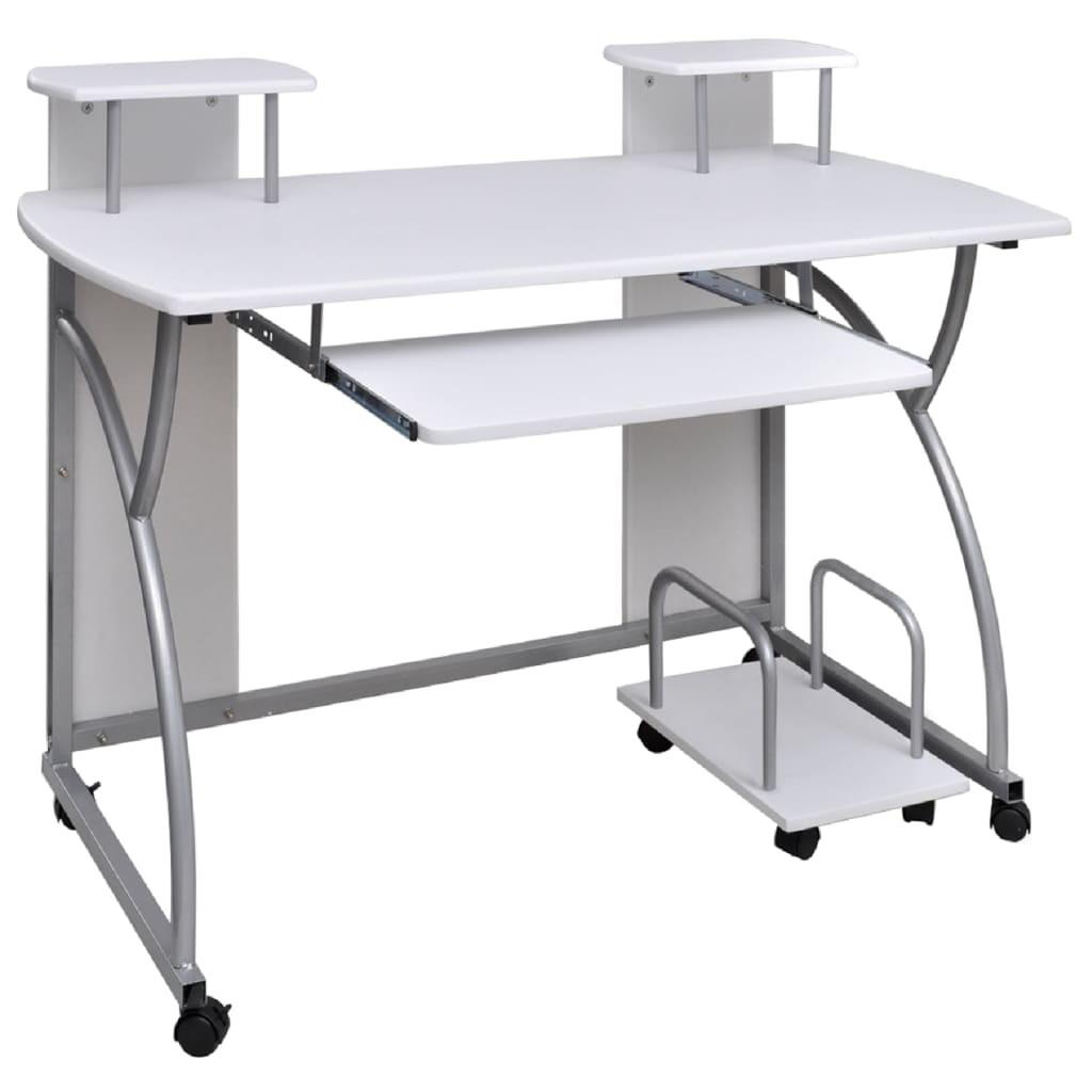Computerbord 110x52x88,5 cm konstrueret træ hvid