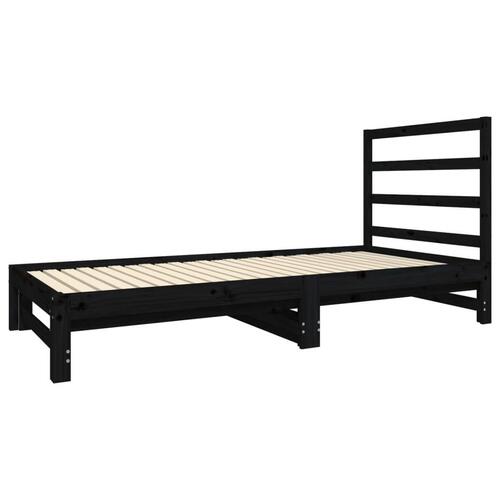 Daybed med udtræk 2x(90x190) cm massivt fyrretræ sort
