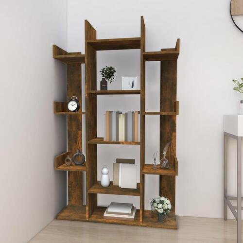 Bogreol 86x25,5x140 cm konstrueret træ røget egetræ