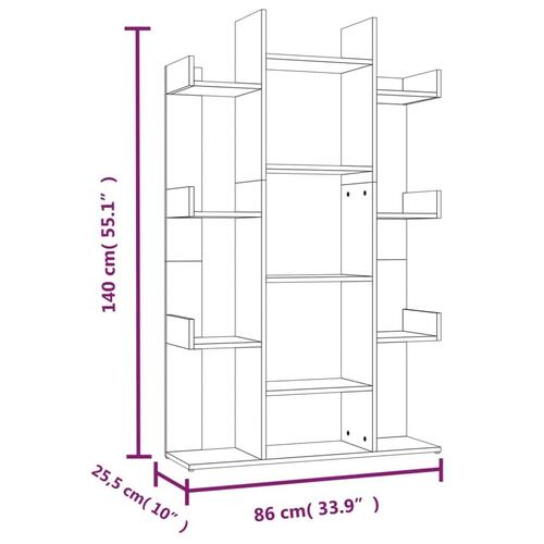 Bogreol 86x25,5x140 cm konstrueret træ røget egetræ