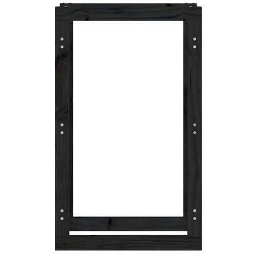Brændestativ 60x25x100 cm massivt fyrretræ sort