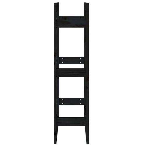 Brændestativ 60x25x100 cm massivt fyrretræ sort